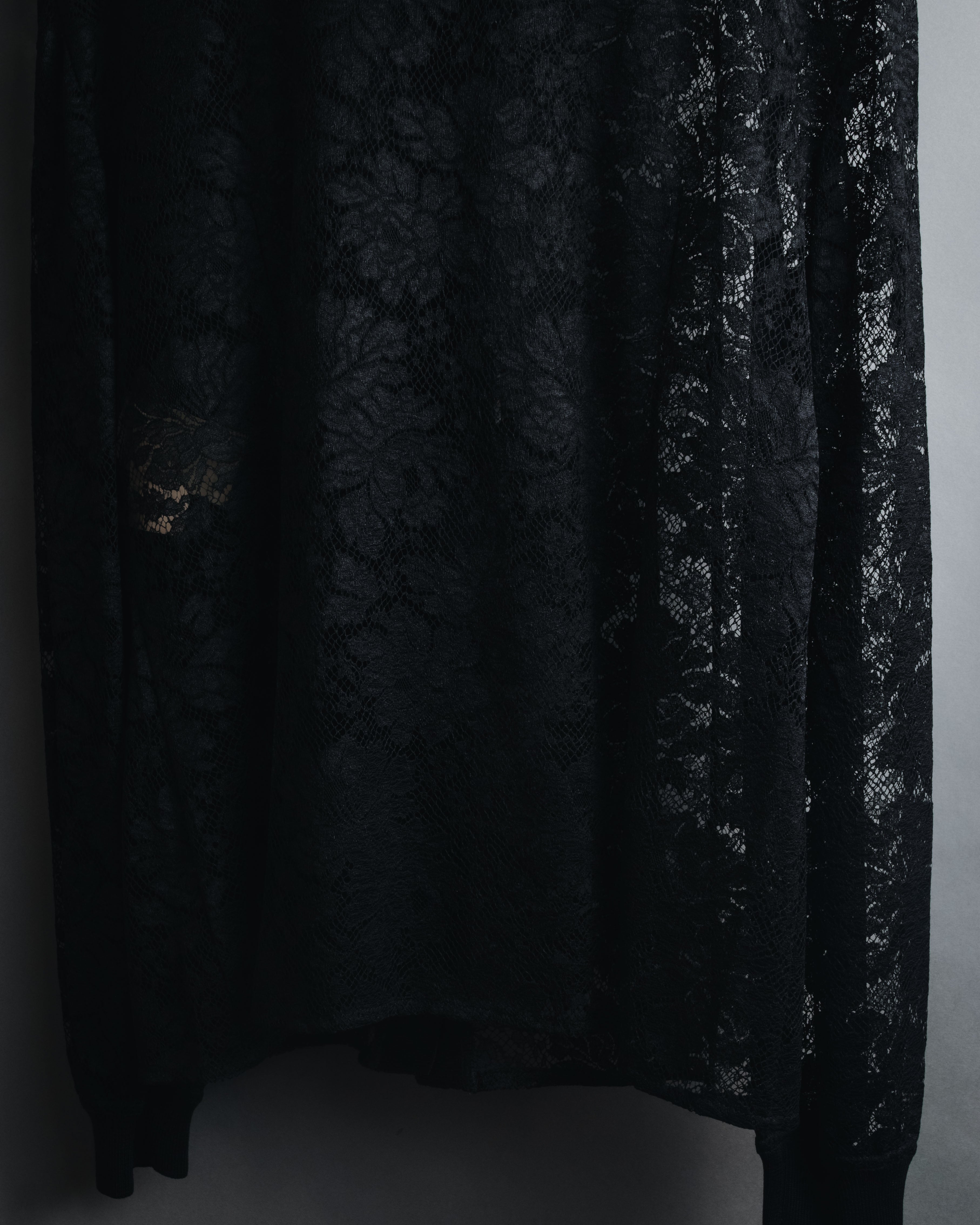 "VALENTINO MISS V" Late 80s botanical lace polo shirt