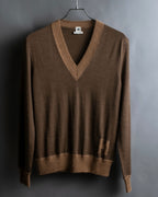 "HERMES" Gaultier period H logo engraved V-neck knit