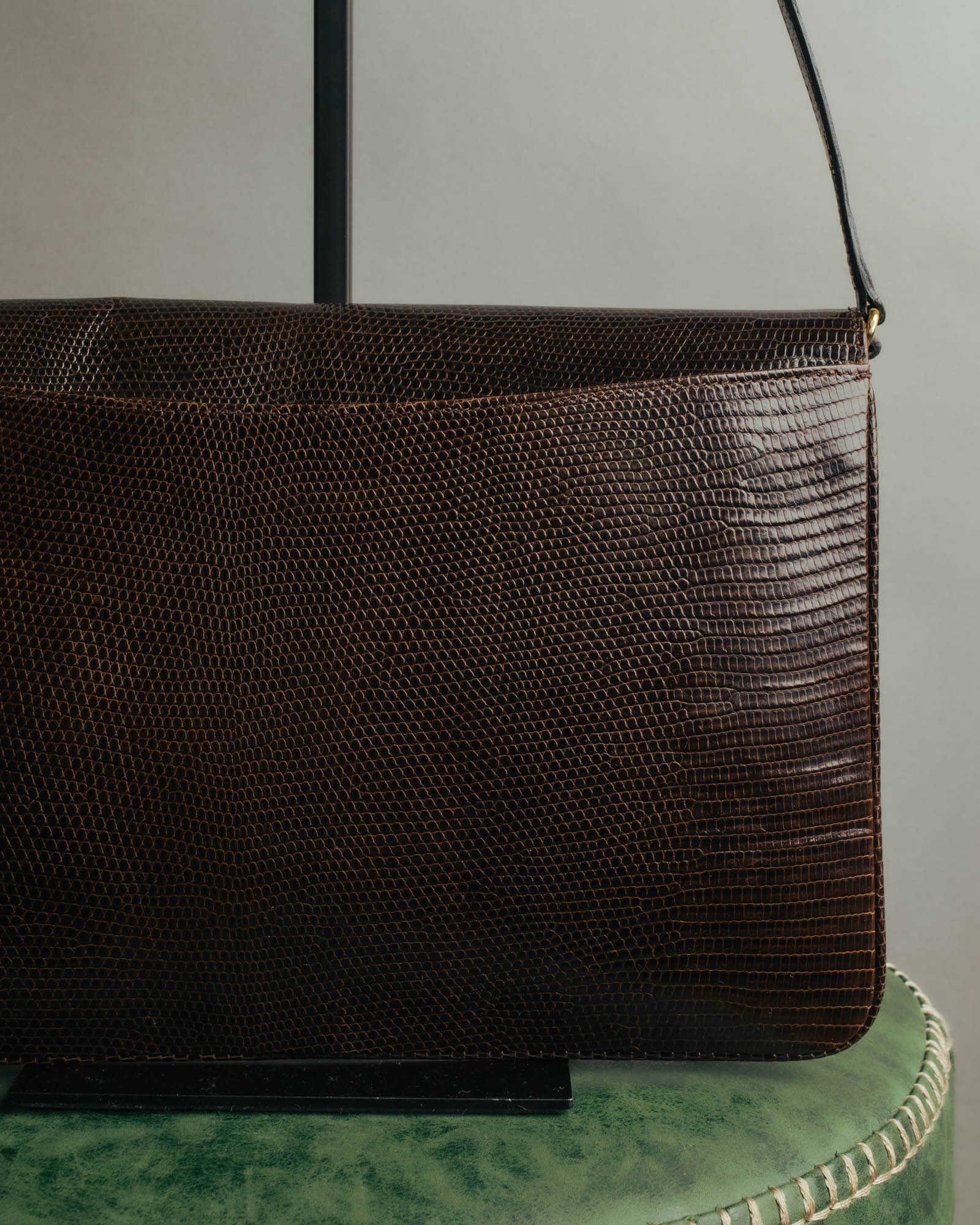-SPECIAL- “GUCCI” 70’s-80’s lizard embossed flap shoulder bag