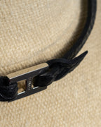 "HERMES" H motif design leather choker