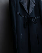 "Karl Lagerfeld" Front ribbon design separate fabric switching long tailored jacket