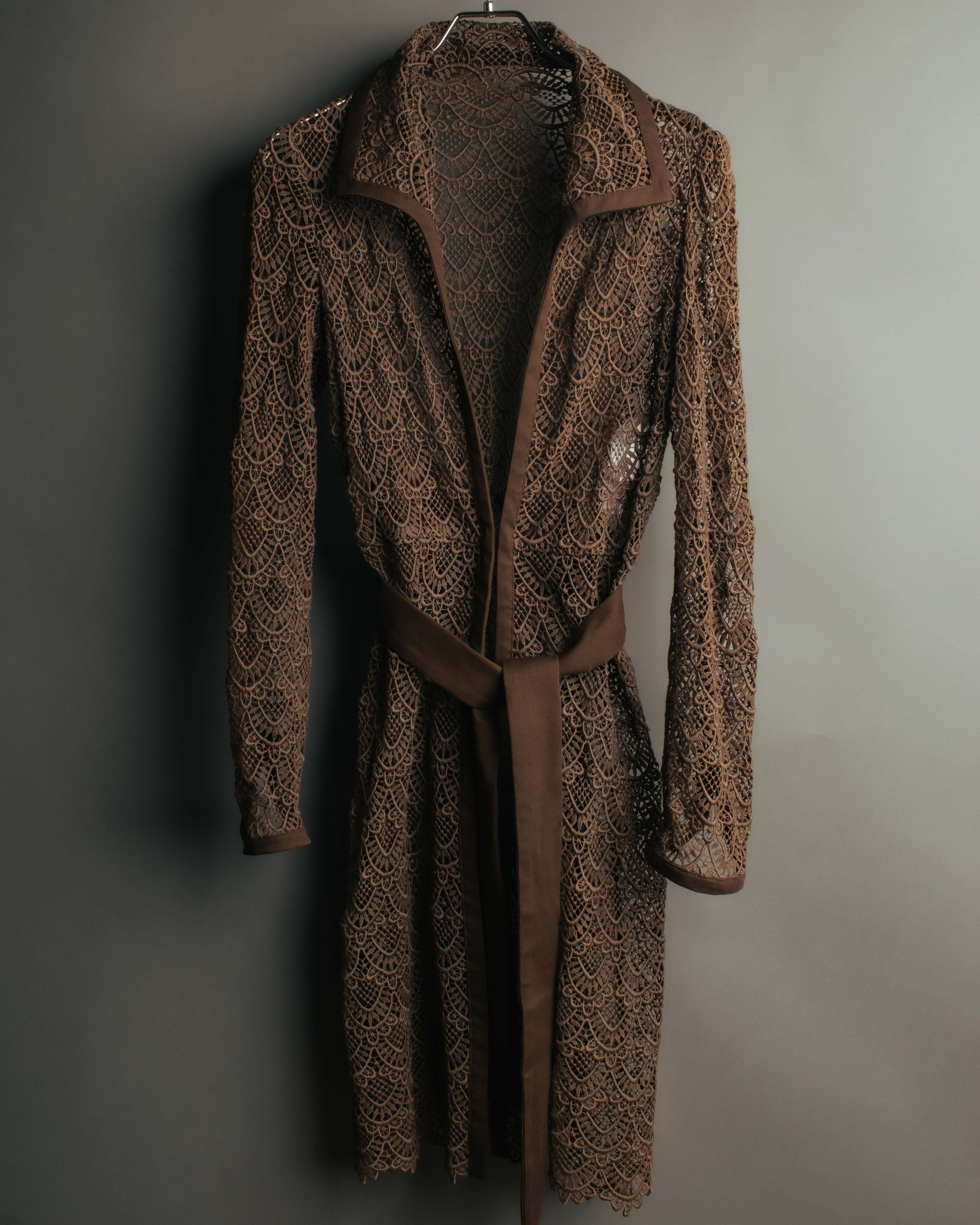 -SPECIAL- “VALENTINO ROMA” 1998-2008 Lace belted sheer coat dress