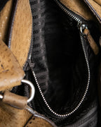 "PRADA" Hook hardware design ostrich leather shoulder bag