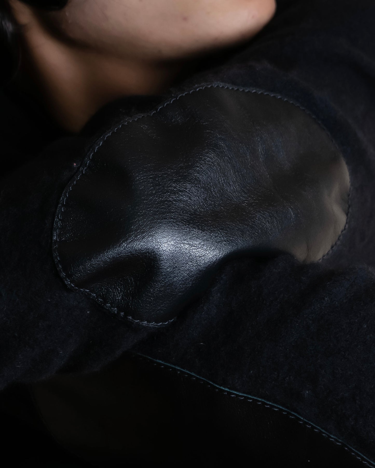 "MAISON MARGIELA" Leather elbow patch design wool knit