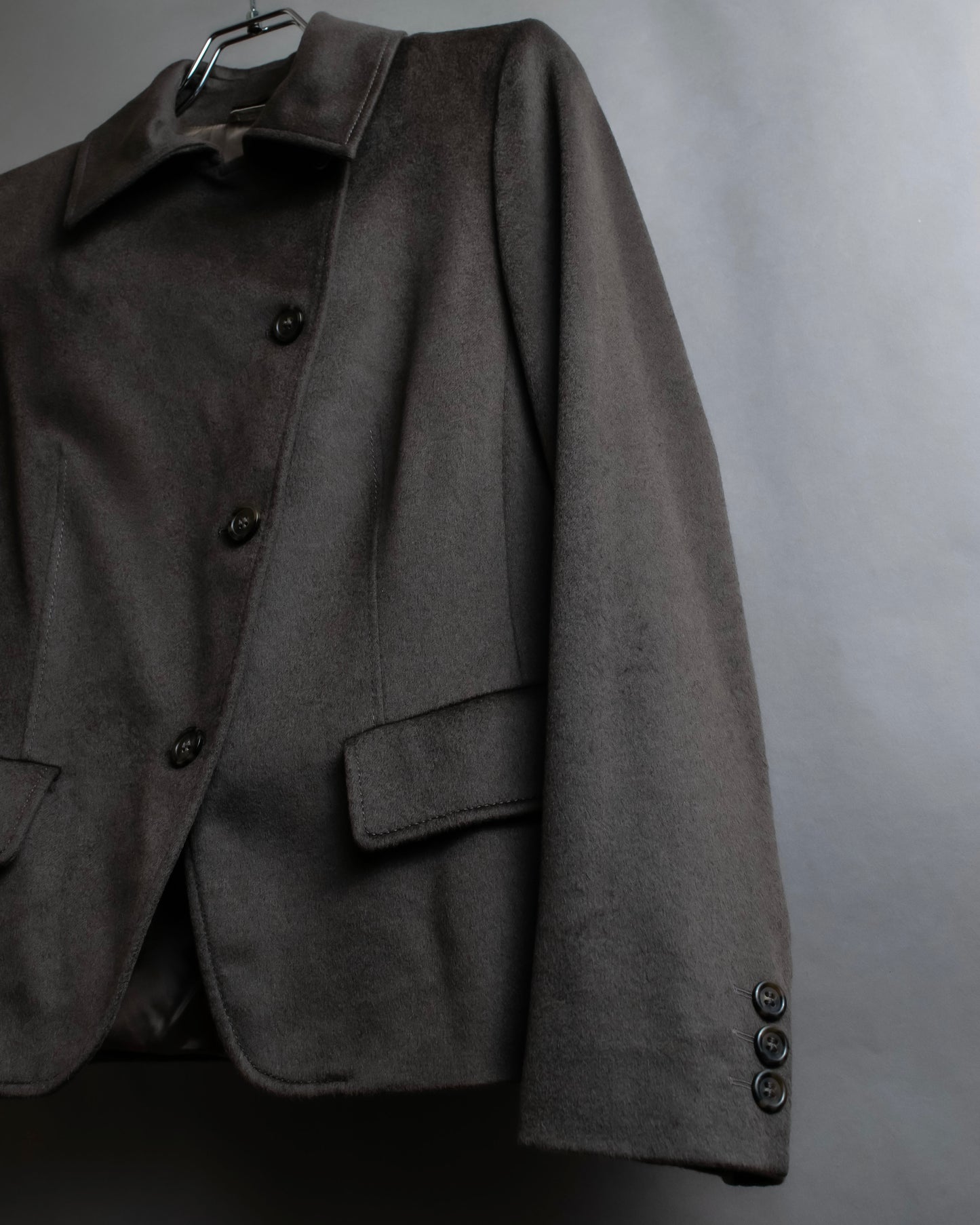 "Max Mara" Diagonal front button design stand collar jacket