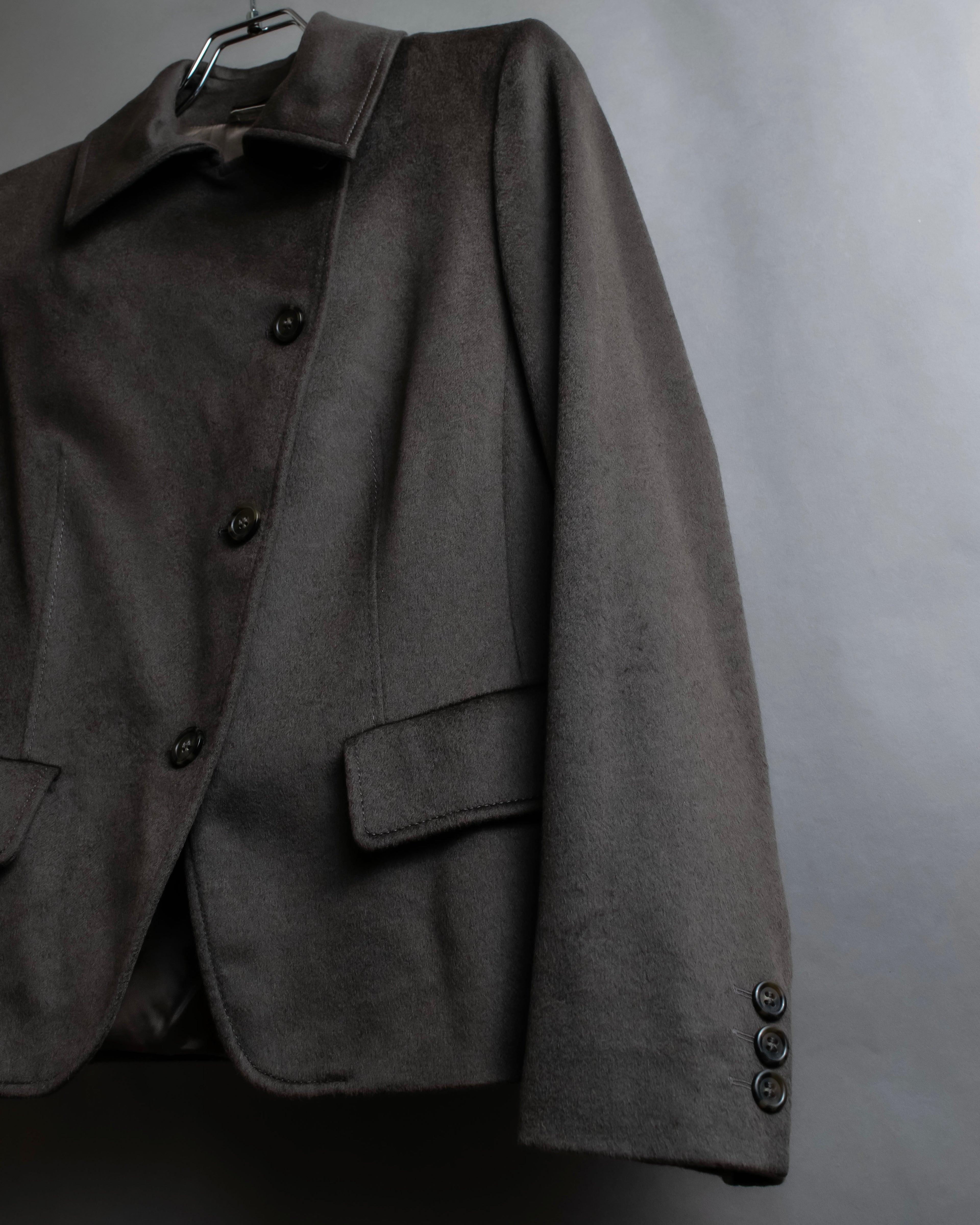 "Max Mara" Diagonal front button design stand collar jacket