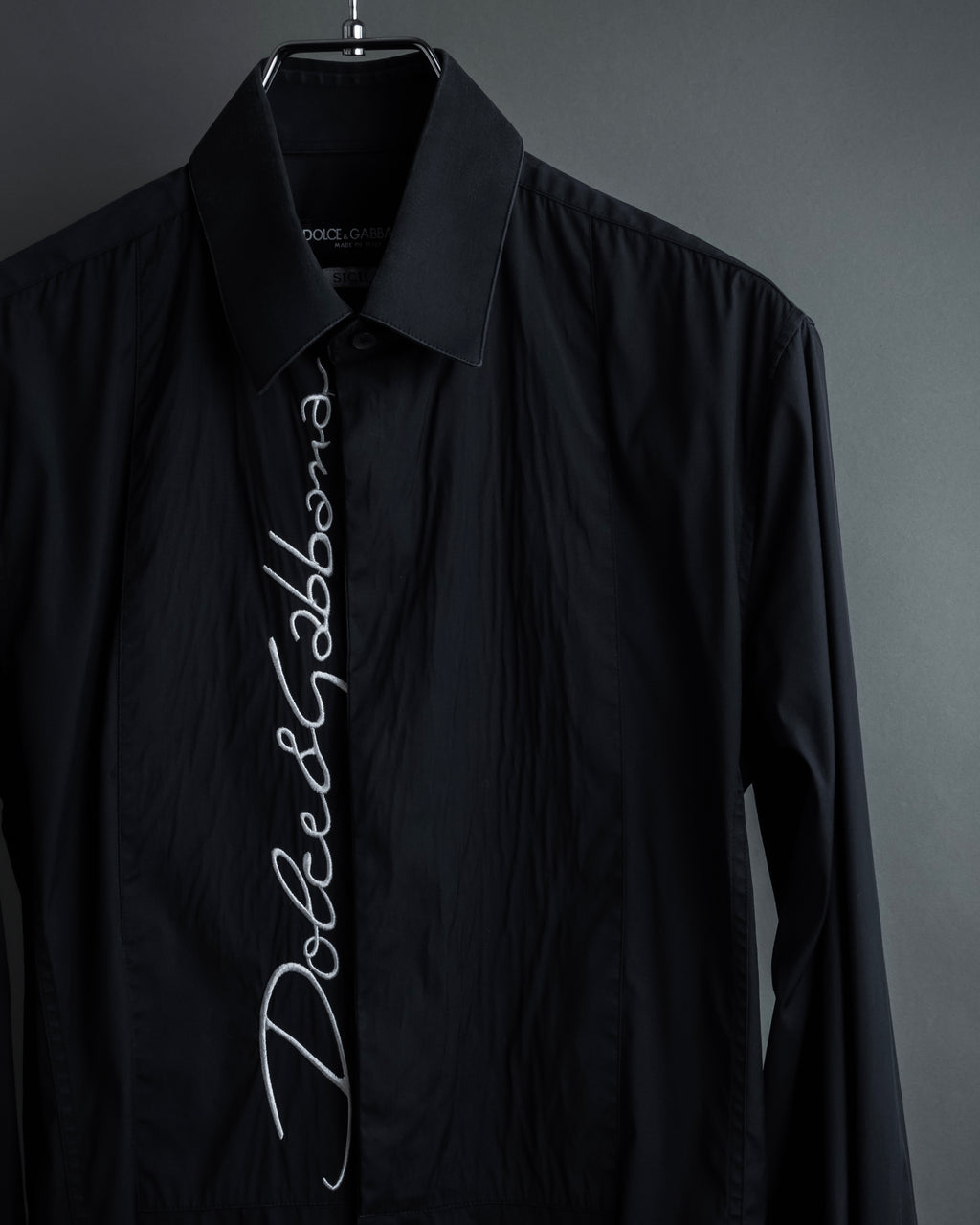 "Dolce & Gabbana" Logo embroidered tie design dress shirt