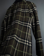 "BURBERRY" Leather switching design check tweed coat
