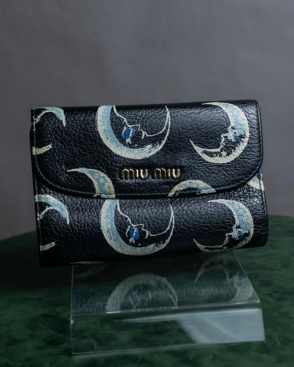 "MIU MIU" Crescent moon print compact wallet