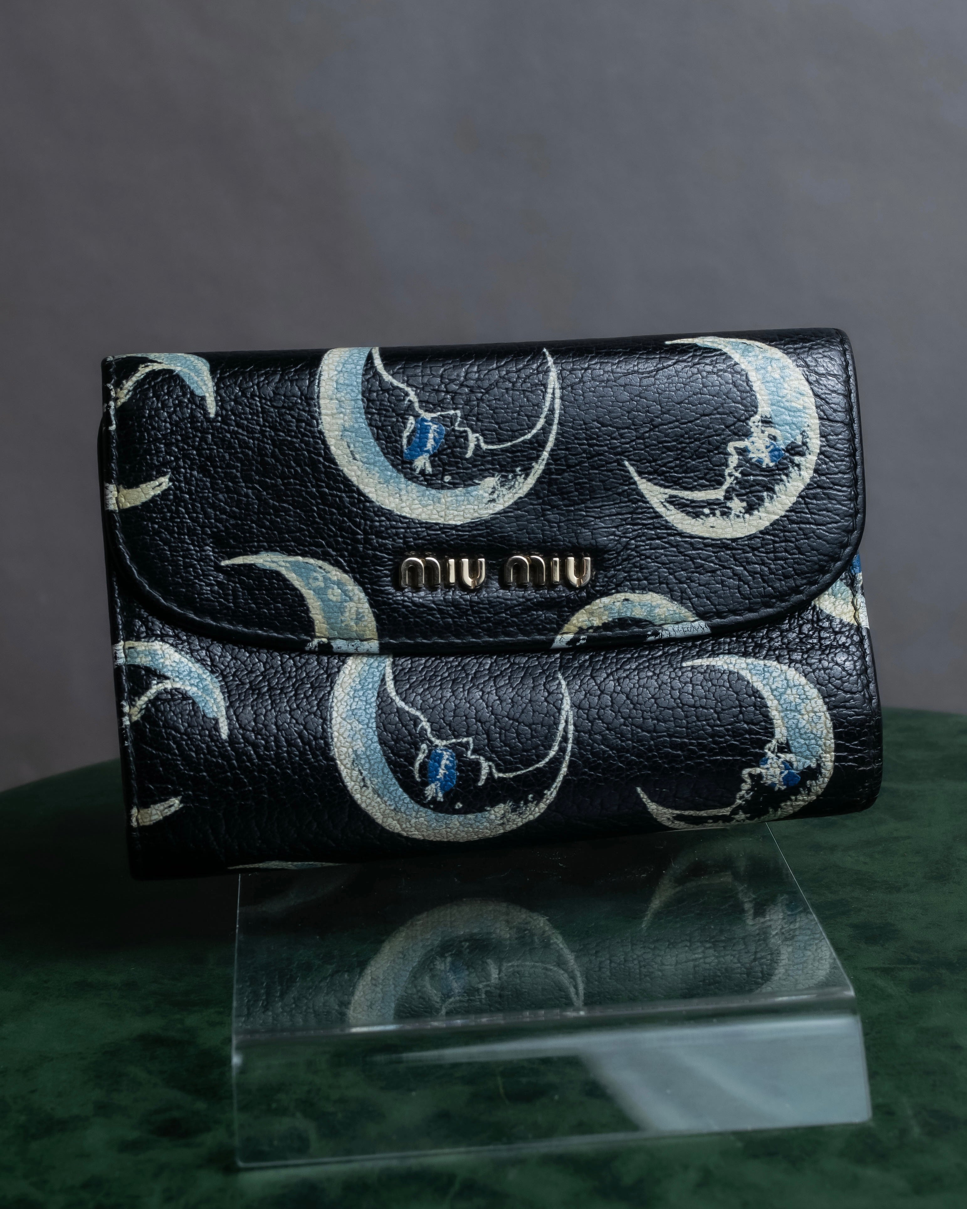 "MIU MIU" Crescent moon print compact wallet
