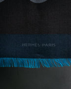 “HERMÈS” 10's-20's Polka dot wool silk fringed stole