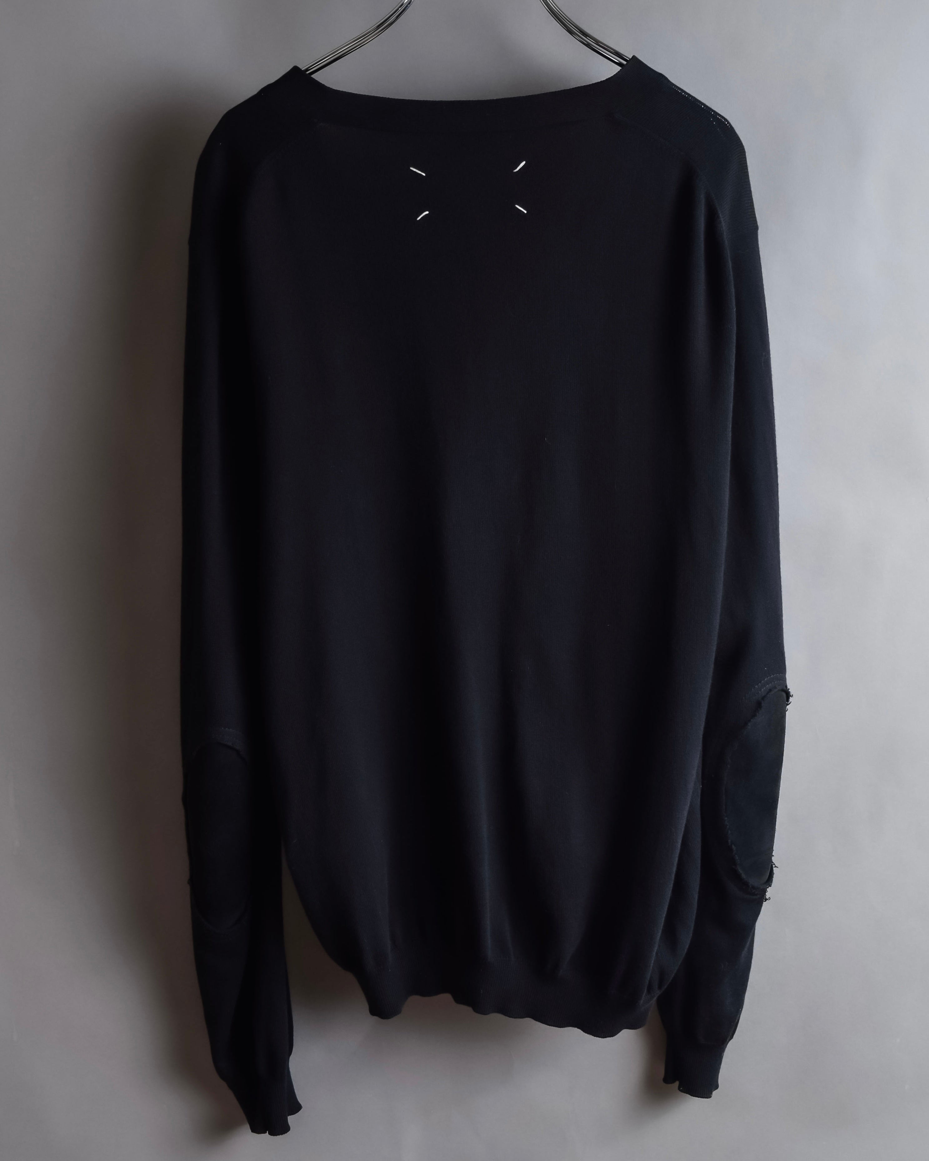 "MAISON MARGIELA" 18SS Elbow patched v-neck knit cardigan