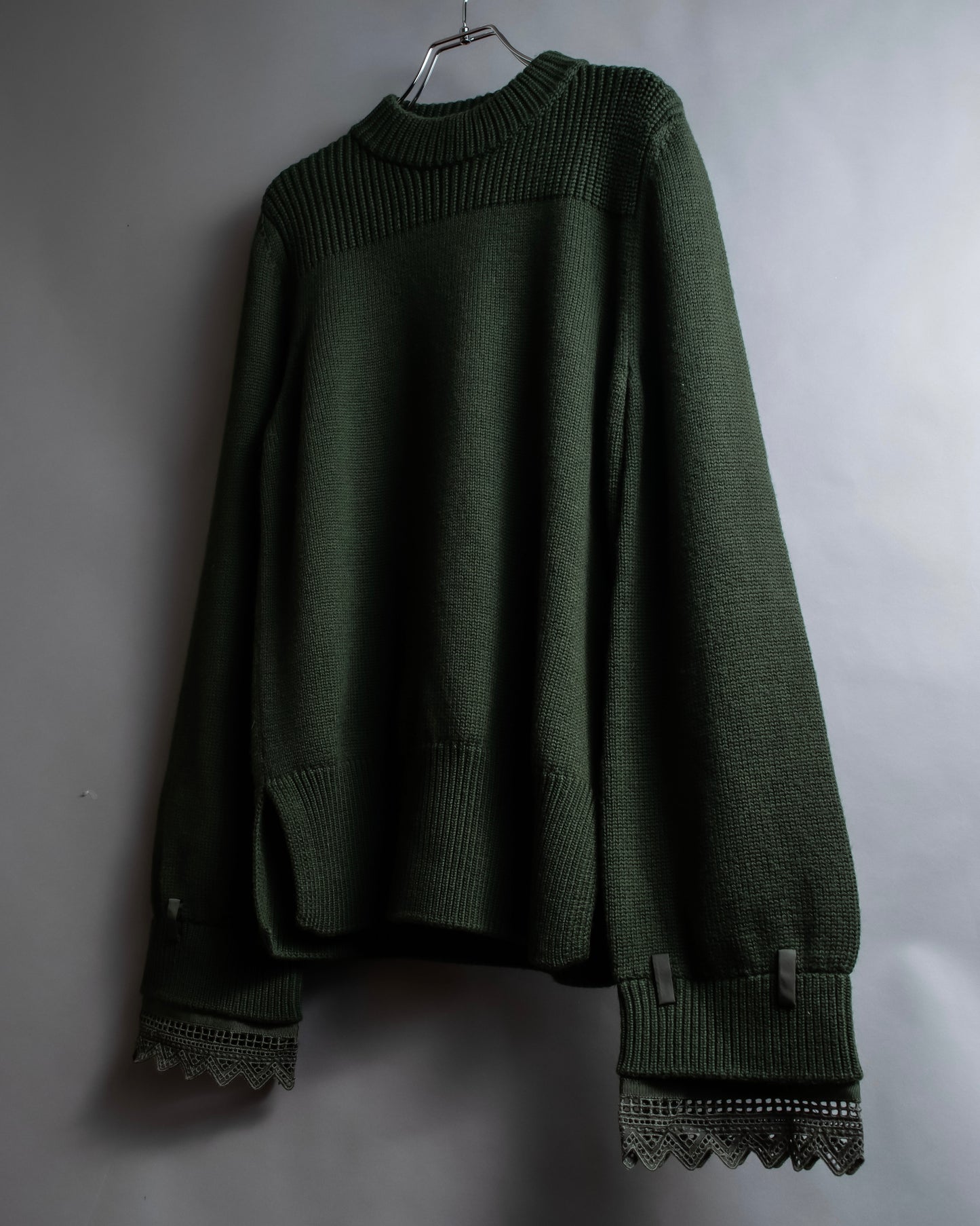 "MONCLER" Relaxed fit high neck lace change knit