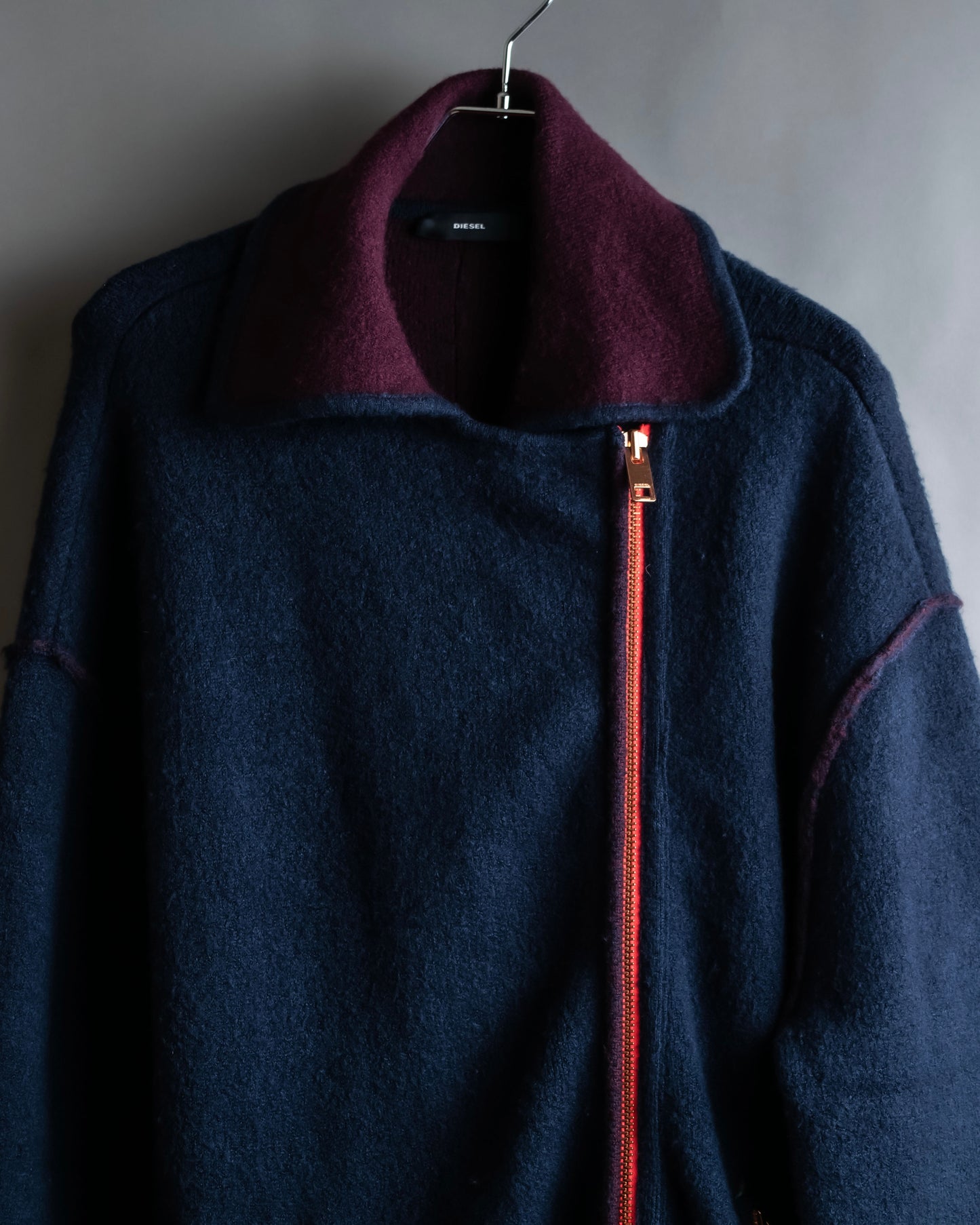 "DIESEL" Mult icolor design zipper knit coat