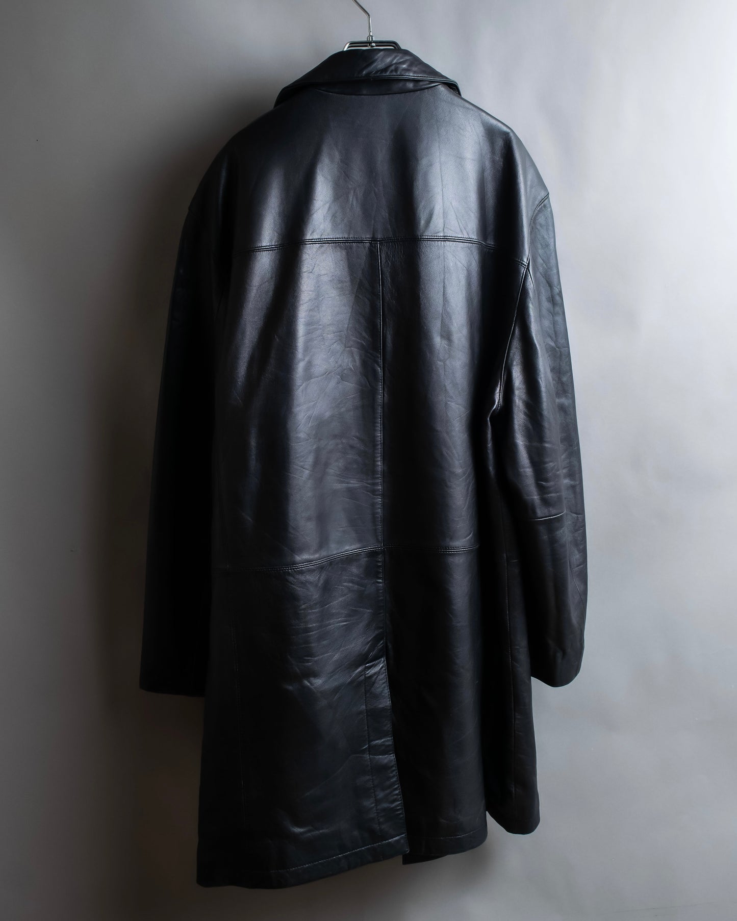 "Vintage lamb leather oversized tailored jacket"