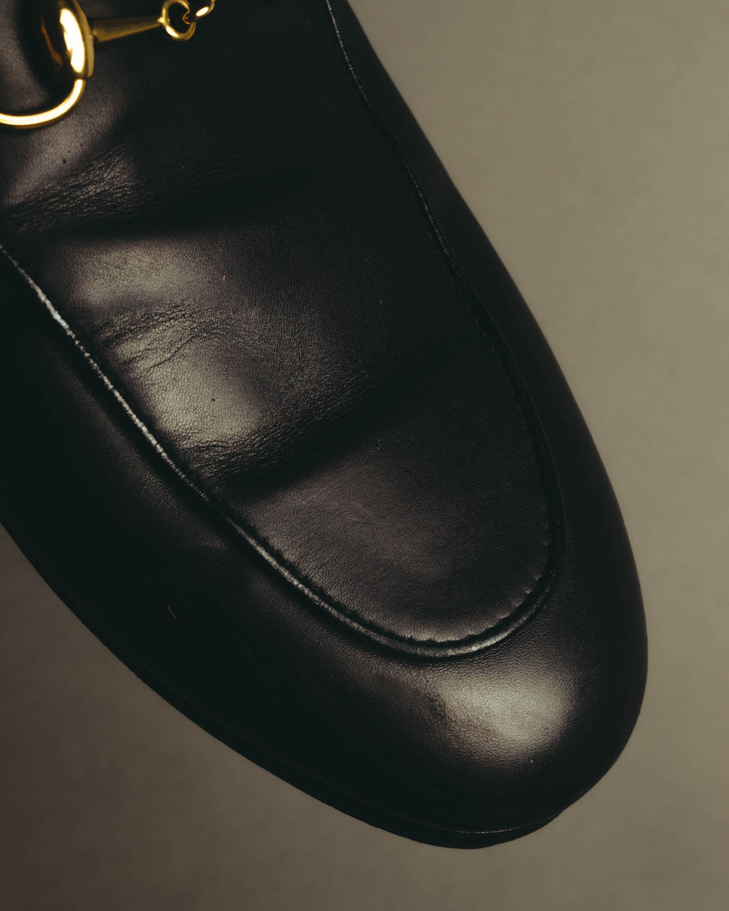 "GUCCI" 2010's Fur lined horsebit leather loafer mule