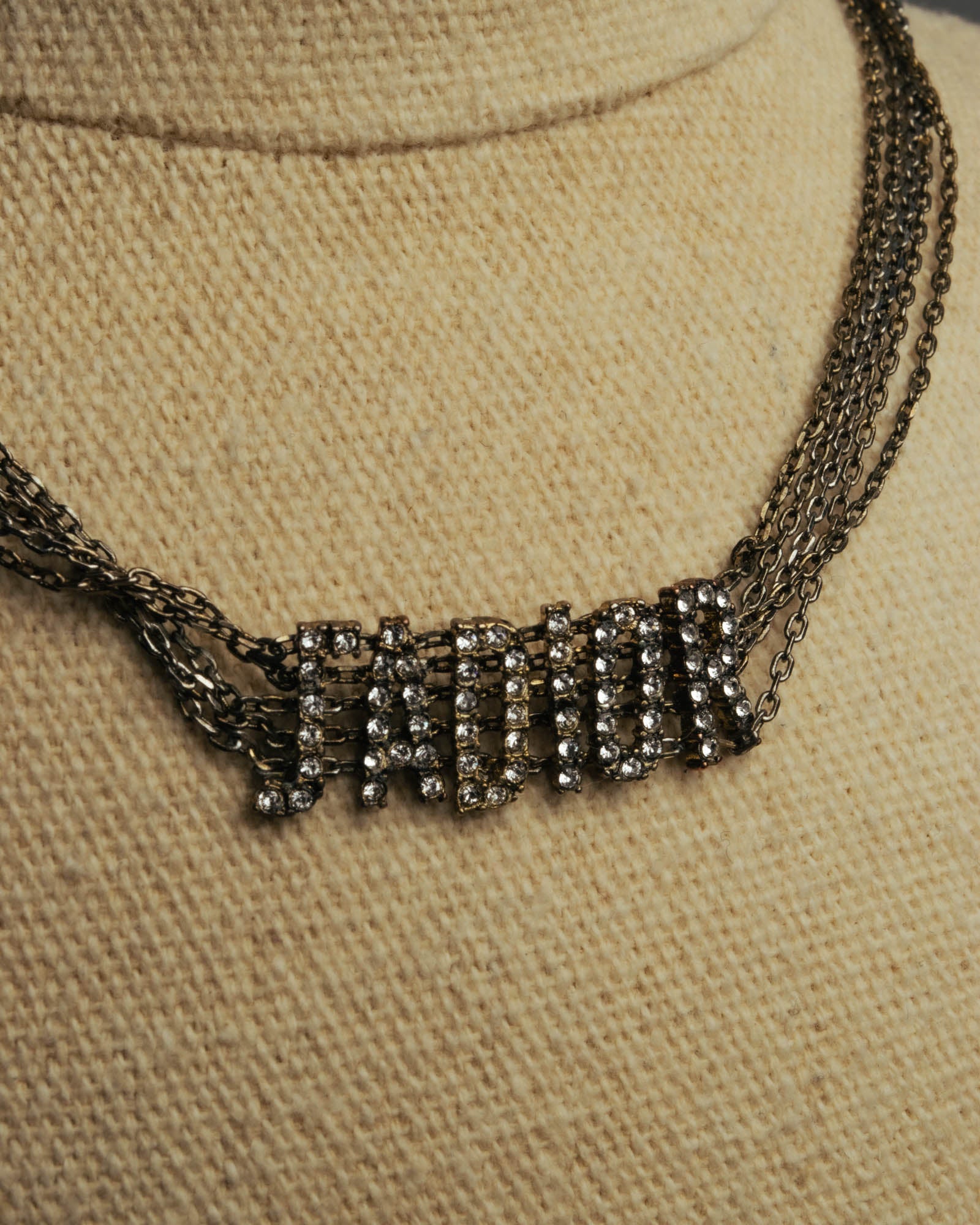 "Christian Dior" Rhinestone logo choker necklace