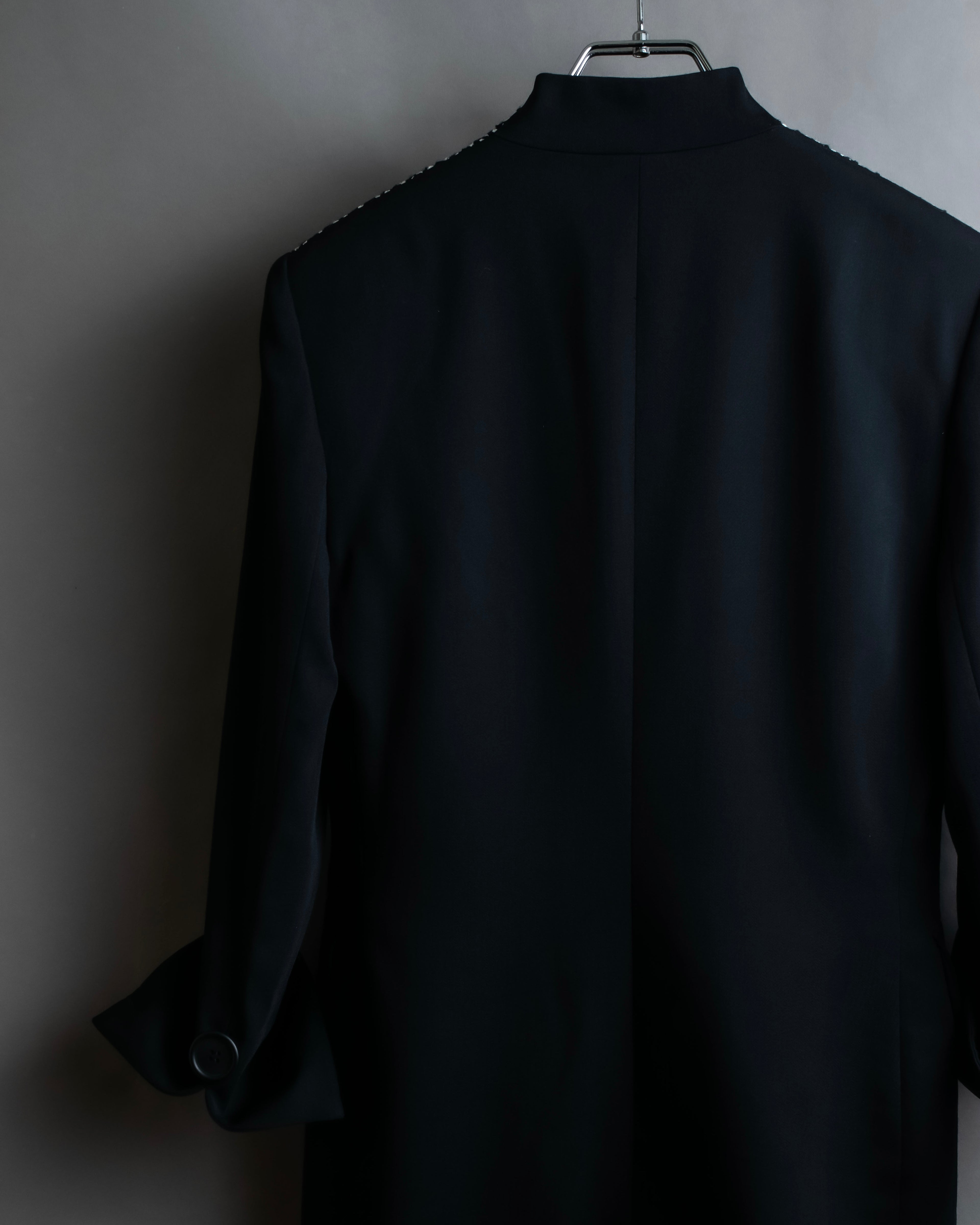 "Christian Dior" Jacquard switching design no-collar jacket