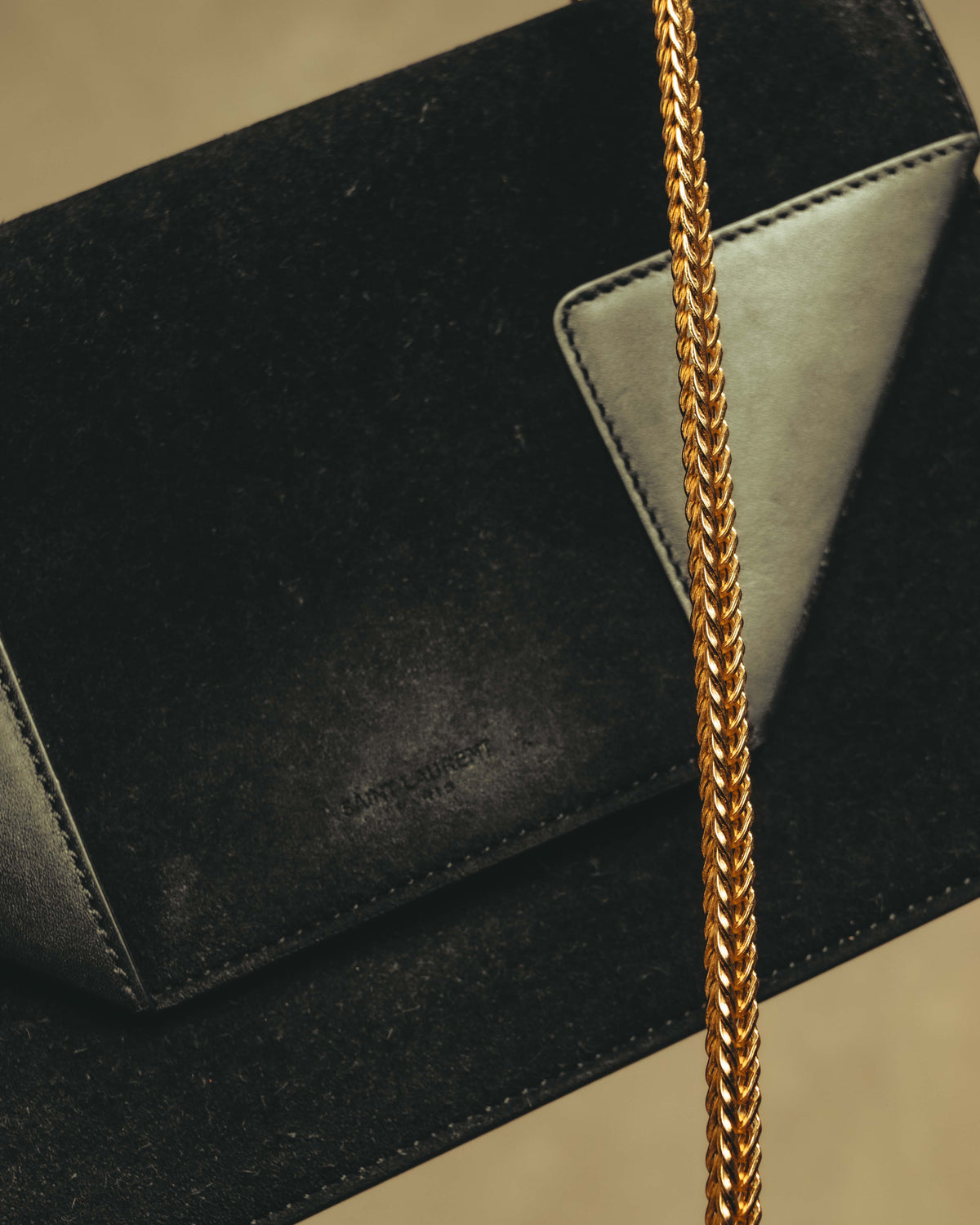 -SPECIAL- "Saint Laurent" 2013-2017 Betty suede and leather geometric flap chain shoulder bag
