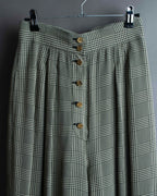 "CHANEL" Coco mark button fly detail houndstooth pattern wide slacks