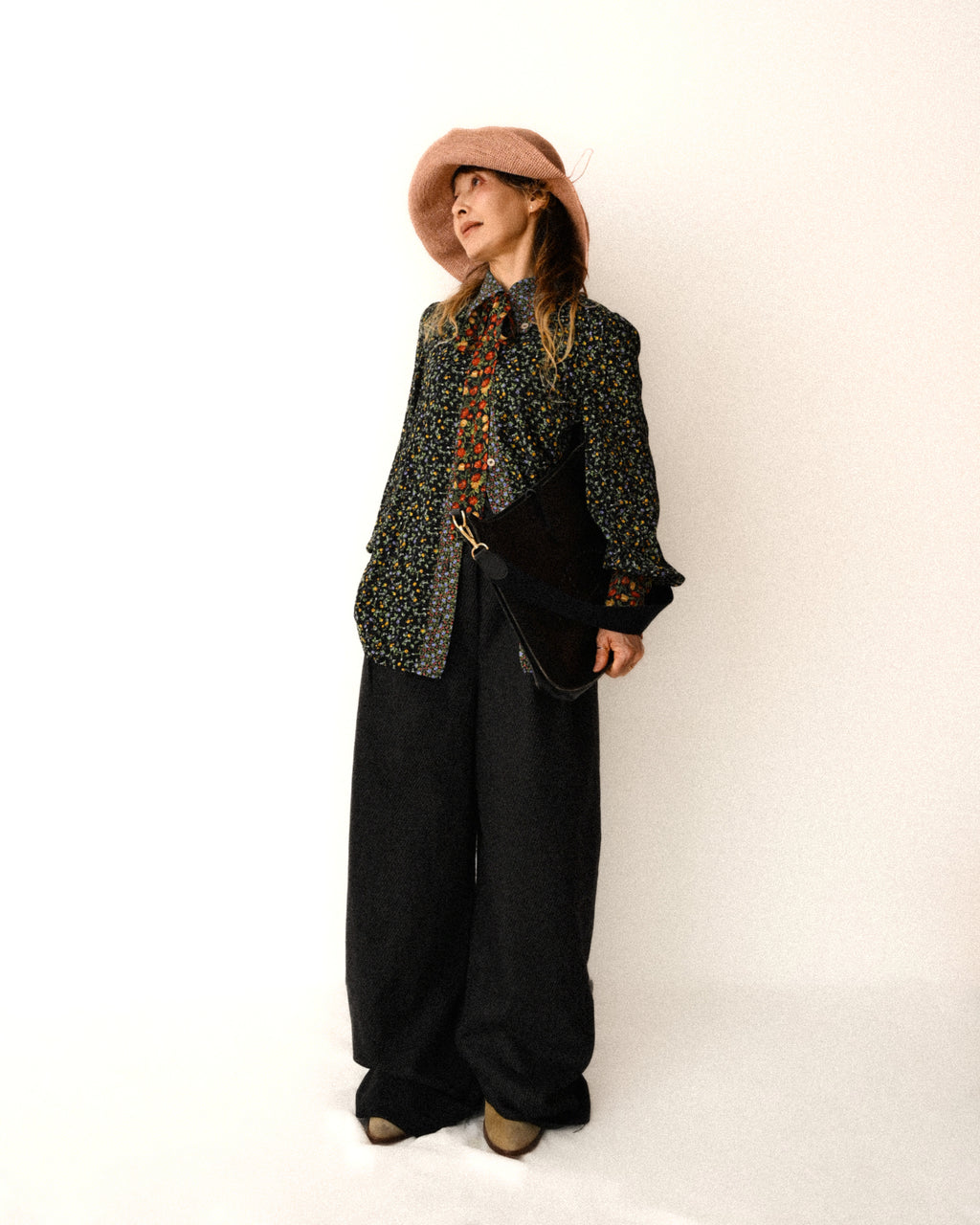 GUCCI × LIBERTY LONDON/ 2020AW Original Floral Pattern Fabric Ribbon Tie Button Down Shirt
