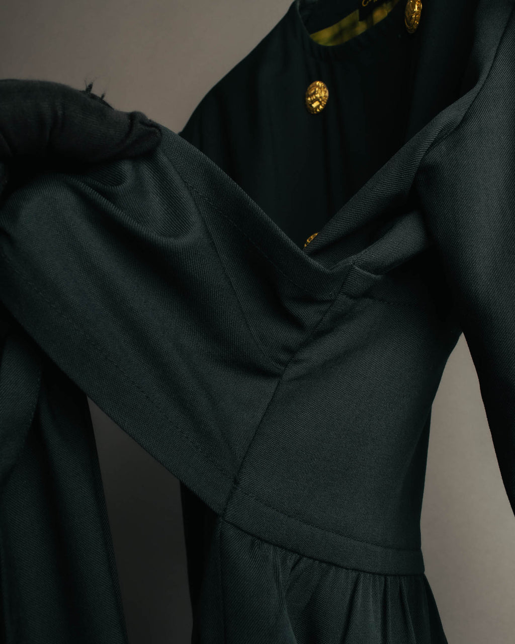 –SPECIAL– "CELINE" 80's Elegant belted double breasted long coat
