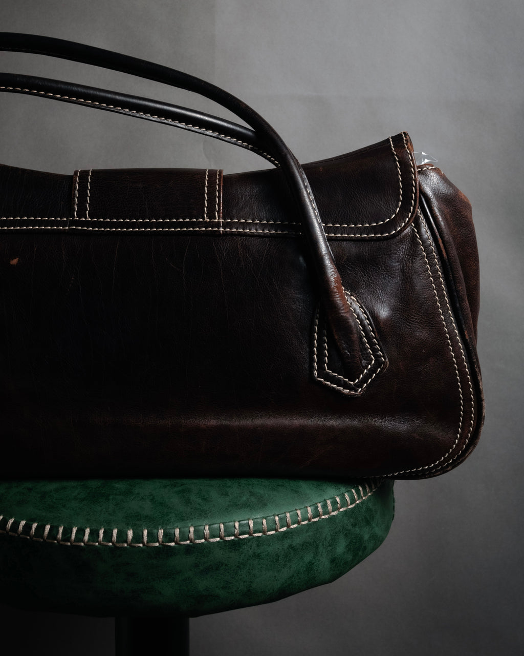 “CELINE” 00’s Buckled contrast stitch shoulder bag