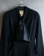 "HERMES" Ribbon scarf detail shaped coat