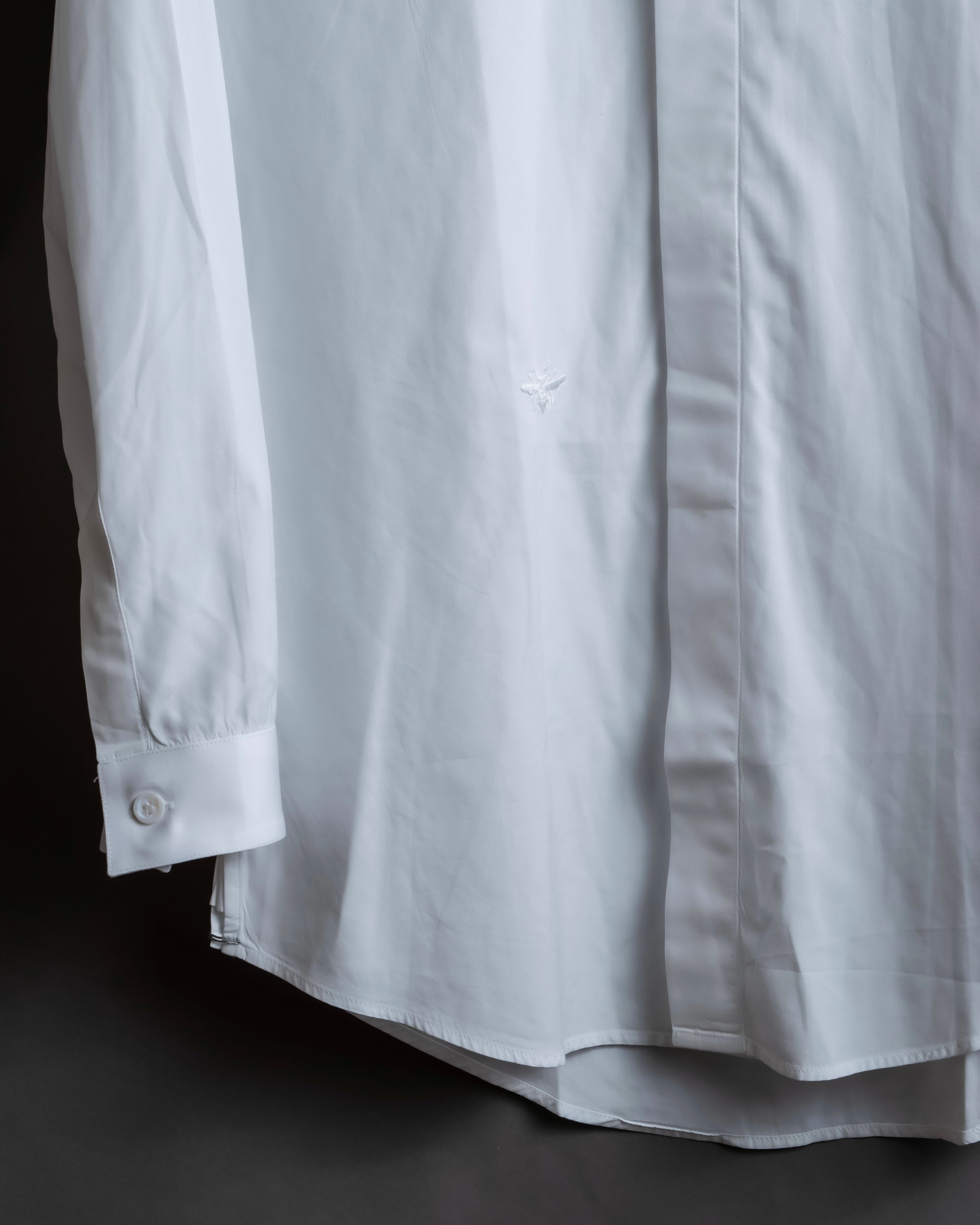 "Dior" Fly front design bee embroidery cotton shirt