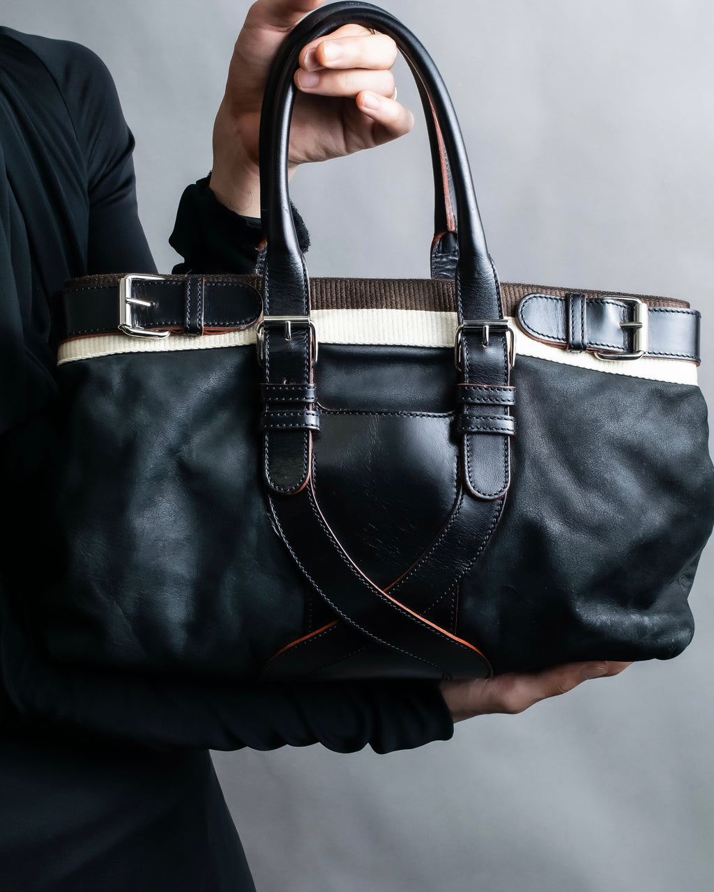 "LOEWE"　Belt design logo engraved tote bag