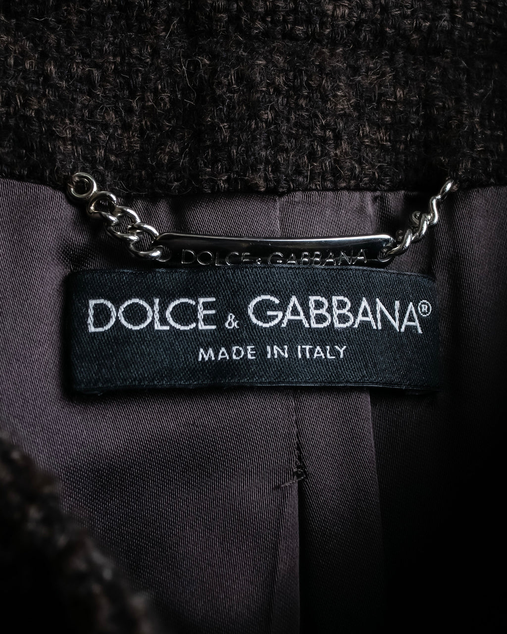 "DOLCE & GABBANA" Fringe scarf included double-breasted coat