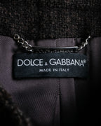 "DOLCE & GABBANA" Fringe scarf included double-breasted coat