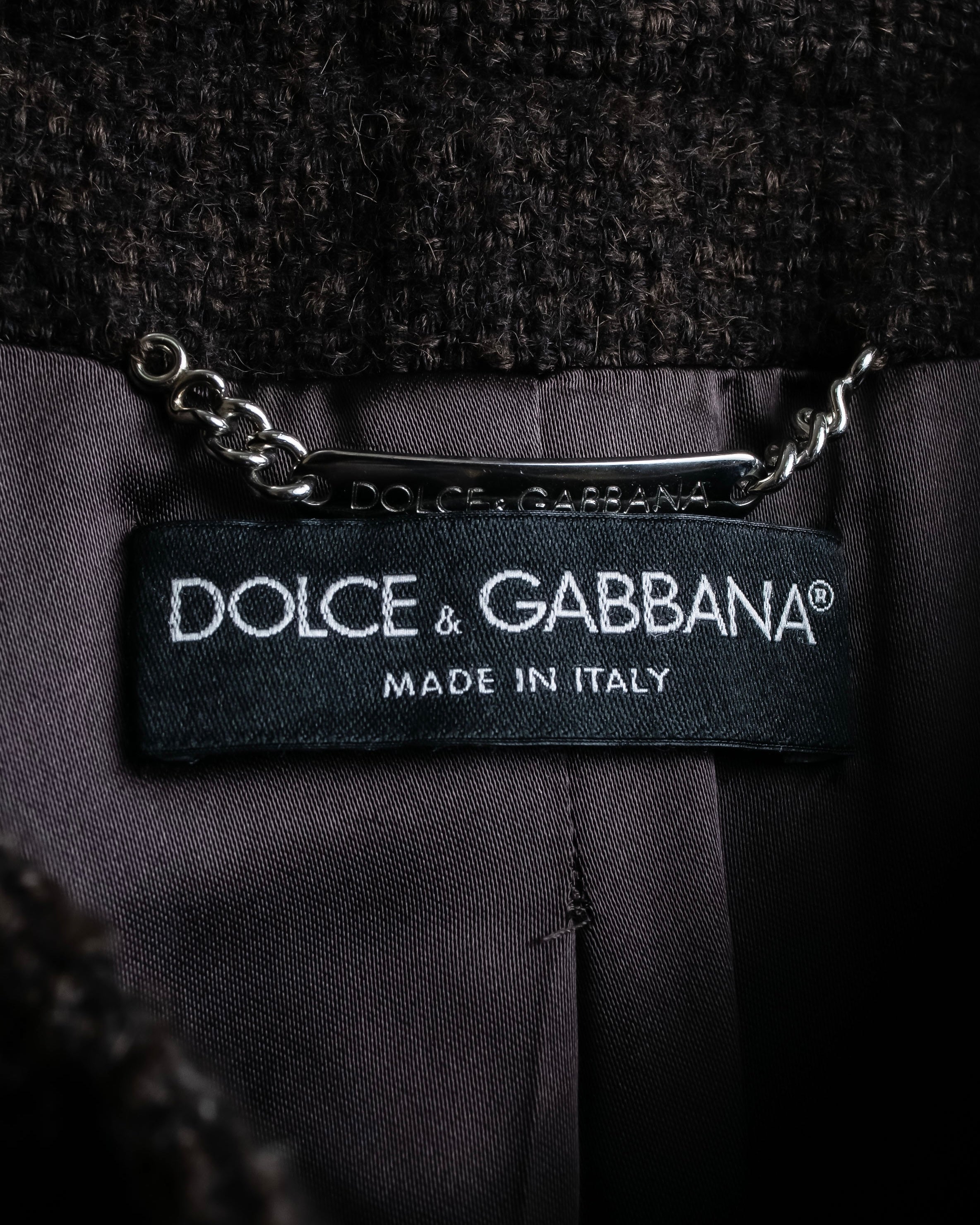 "DOLCE & GABBANA" Fringe scarf included double-breasted coat