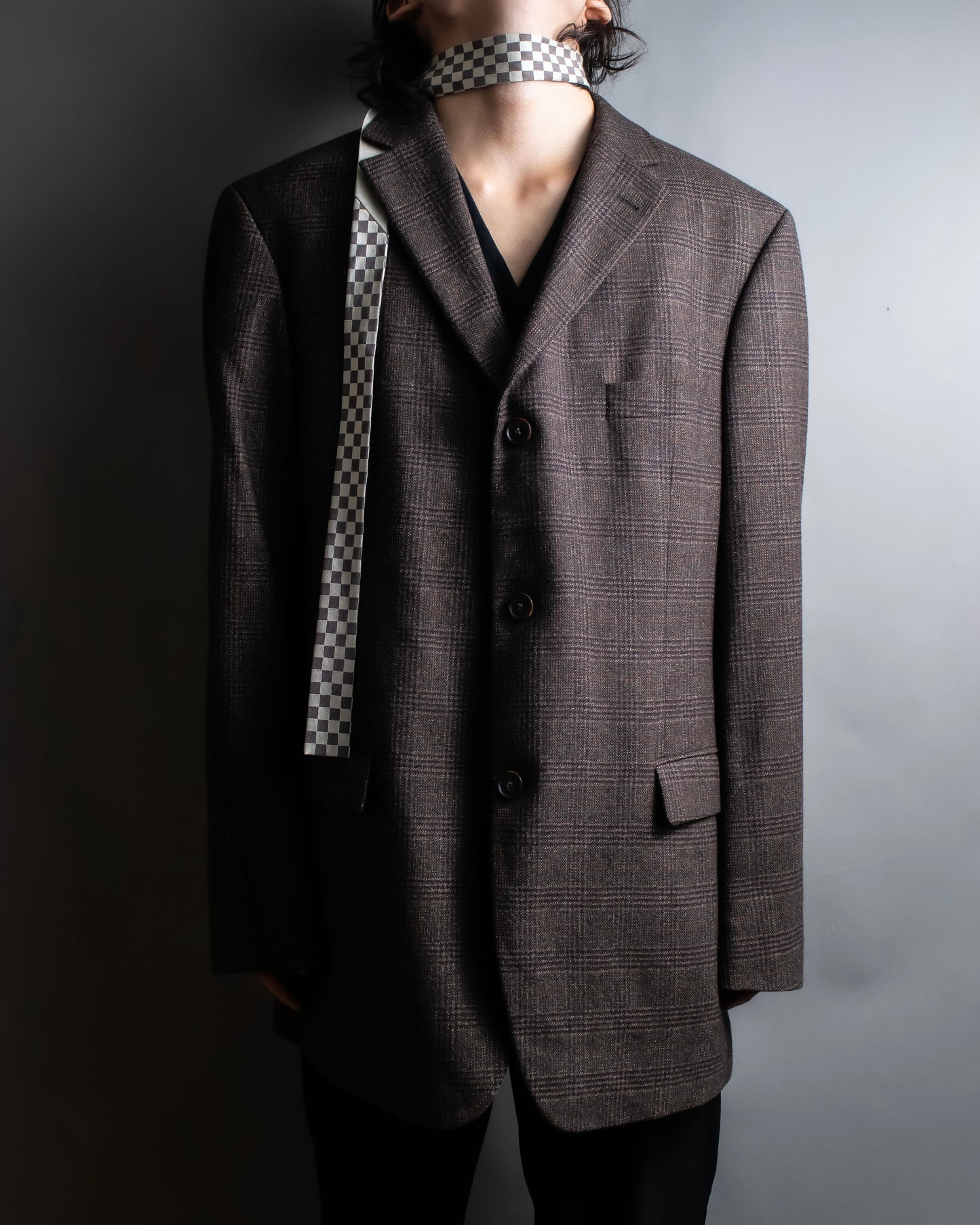 "HUGO BOSS" 100% wool checked tailored jacket