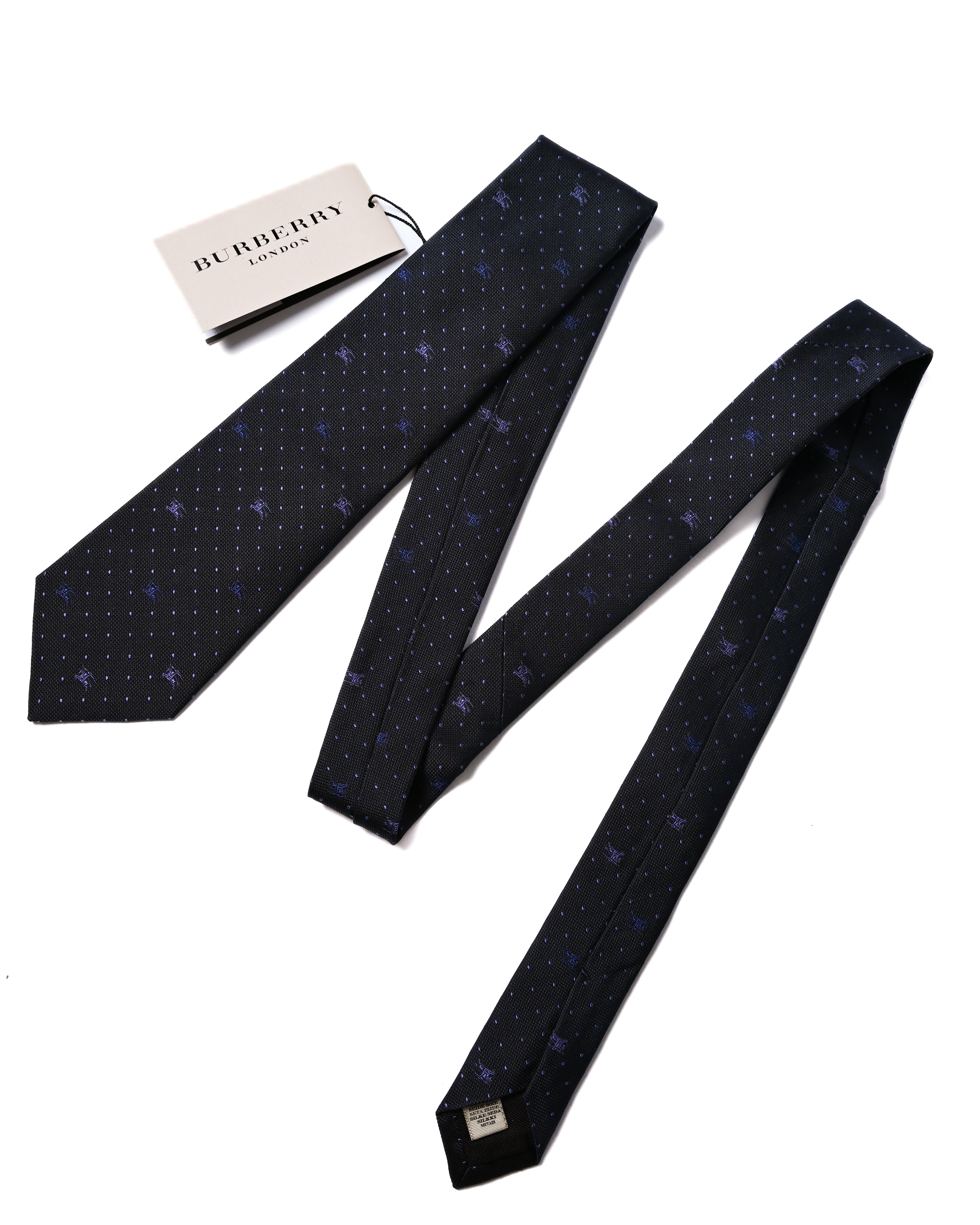 BURBERRY/ Horse Logo and Dot Designed Tie Navy