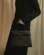 "Salvatore Ferragamo" Structured Gancini 2way dark brown leather bag