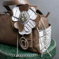 "BEAUGRAND" Flower motif crocodile design leather one handle bag