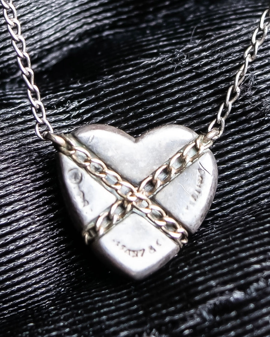 "Tiffany&Co" Chain cross heart motif silver necklace