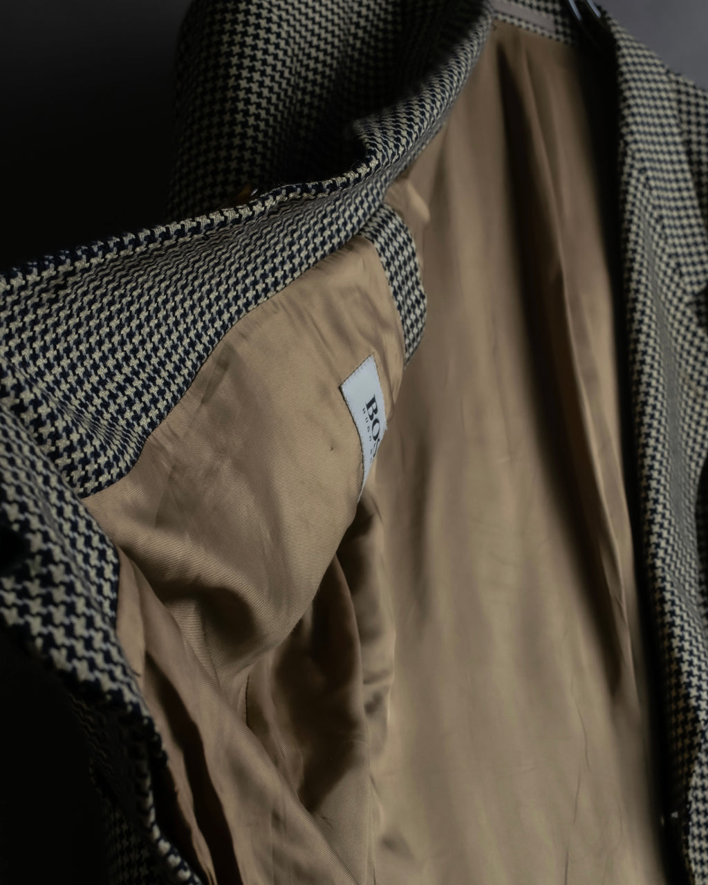 "HUGO BOSS" Houndstooth structured shoulder line tailored jacket