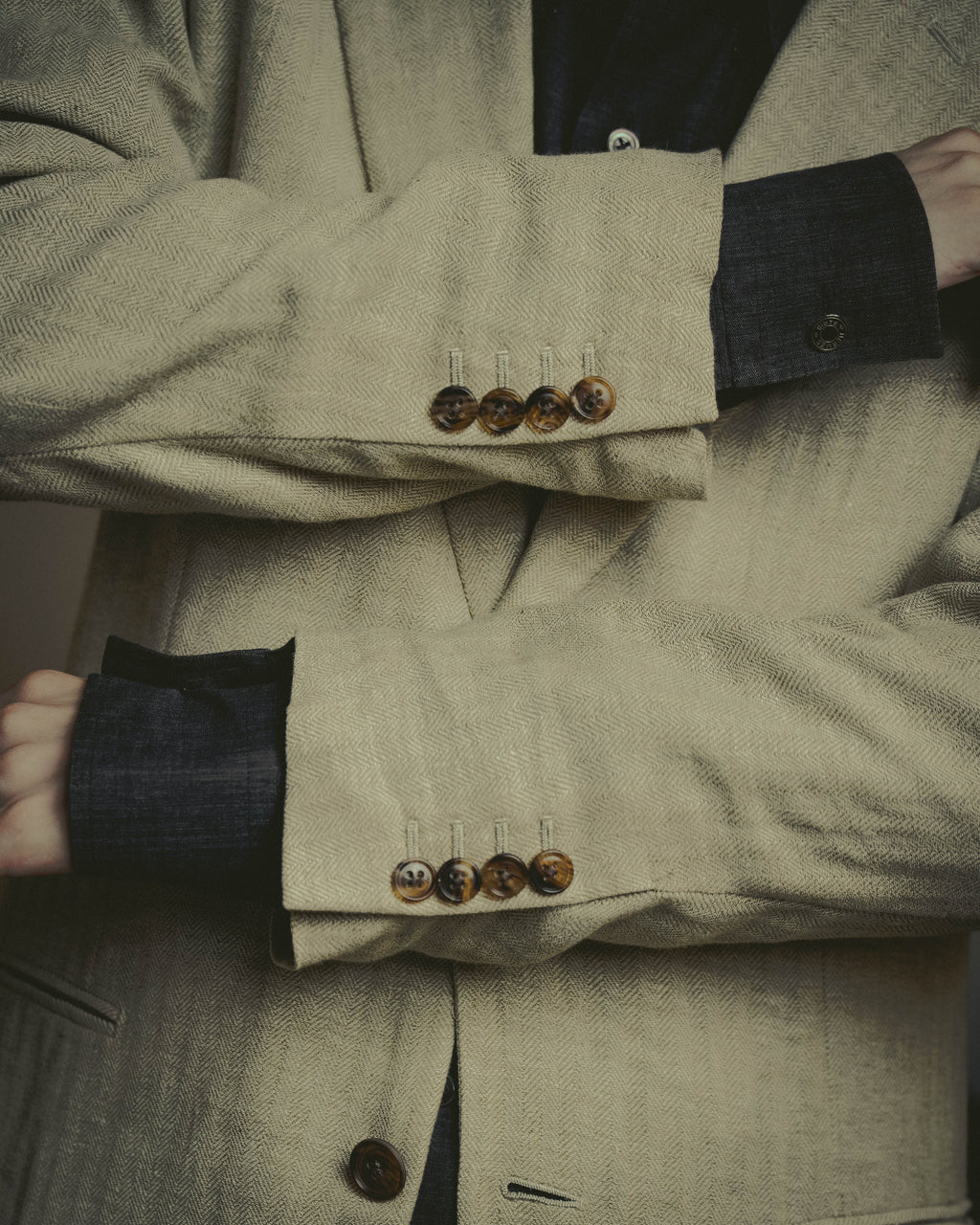 -SPECIAL- “HERMES” 80’s-90’s Herringbone linen suit set