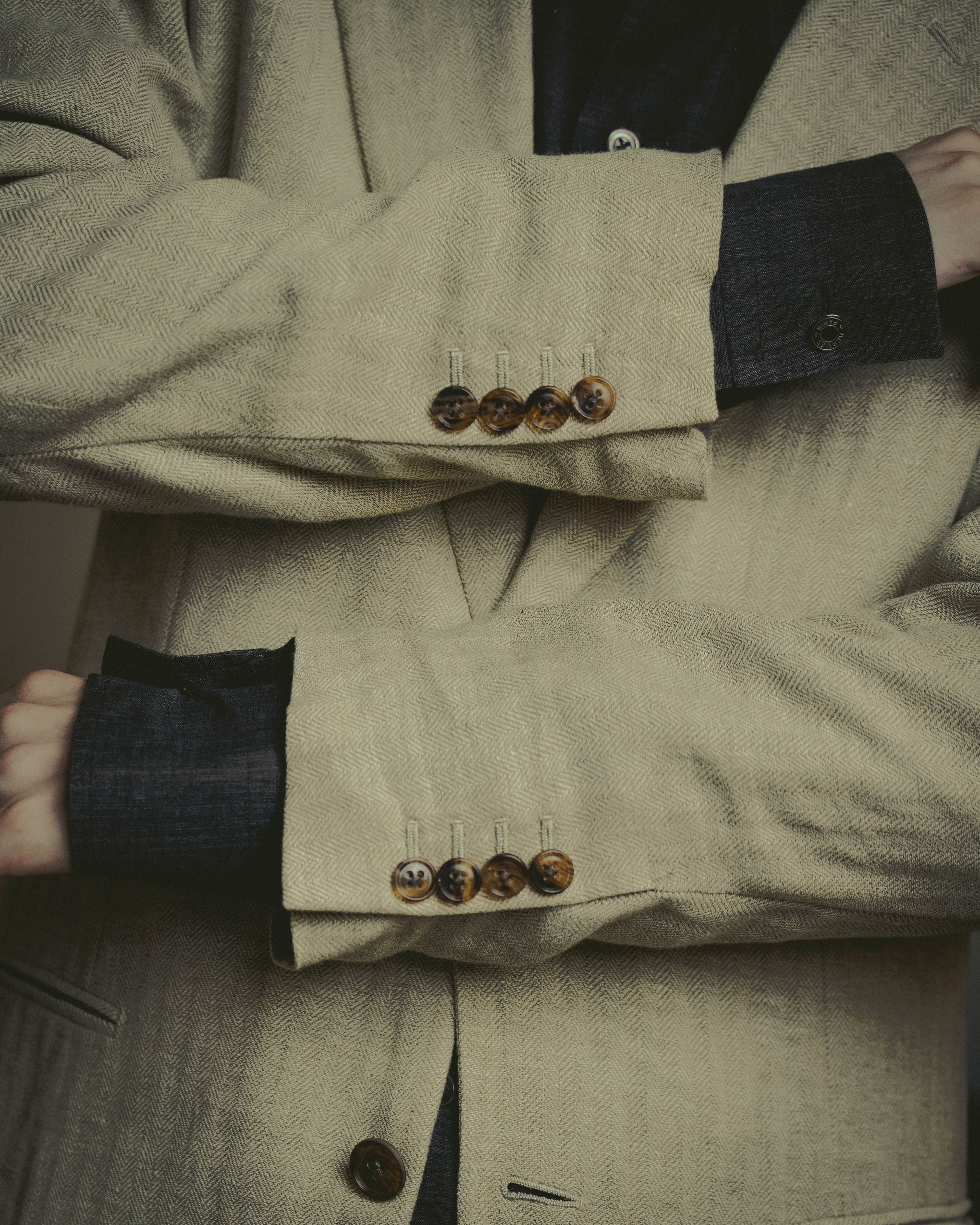 -SPECIAL- “HERMES” 80’s-90’s Herringbone linen suit set