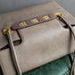 "Delvaux" Front D metal charm design horizontal leather shoulder bag