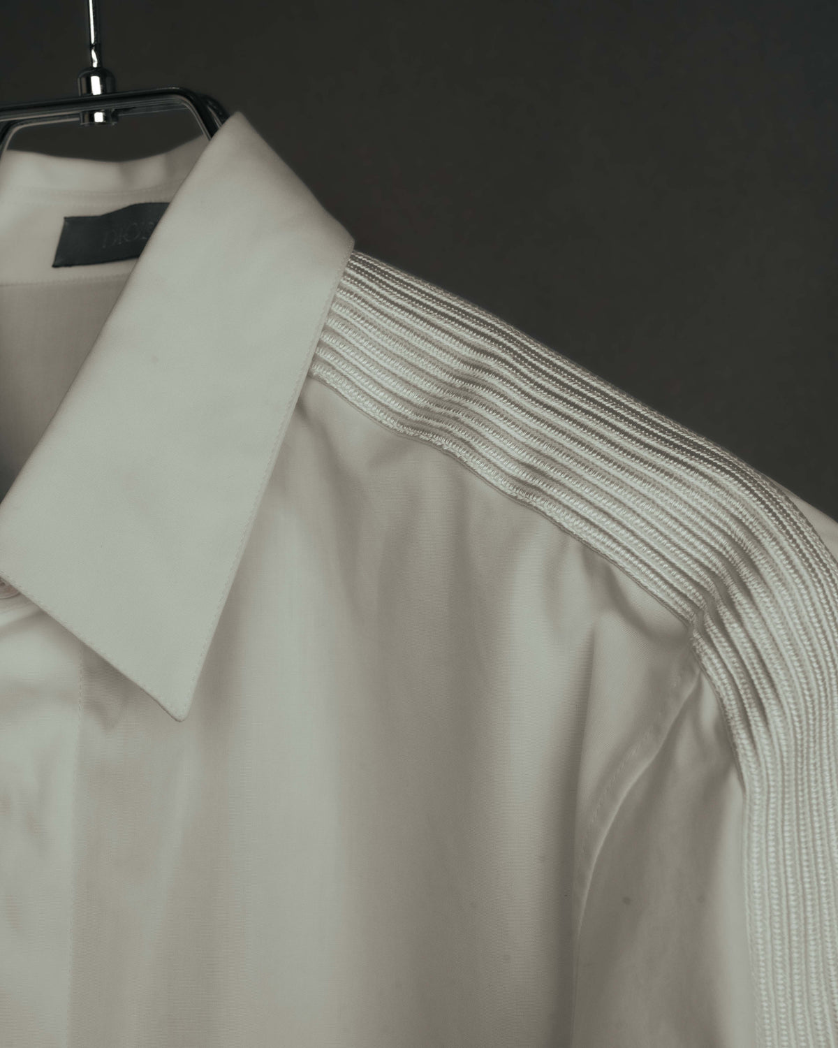 -SPECIAL- "Dior" 10's-20's Sculptural cord embellished concealed placket long sleeve dress shirt