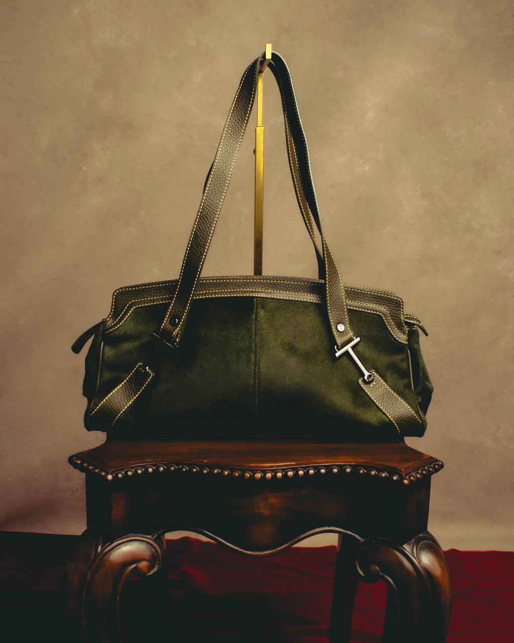 "TOD'S" 00's-10's Textured haircalf leather shoulder bag