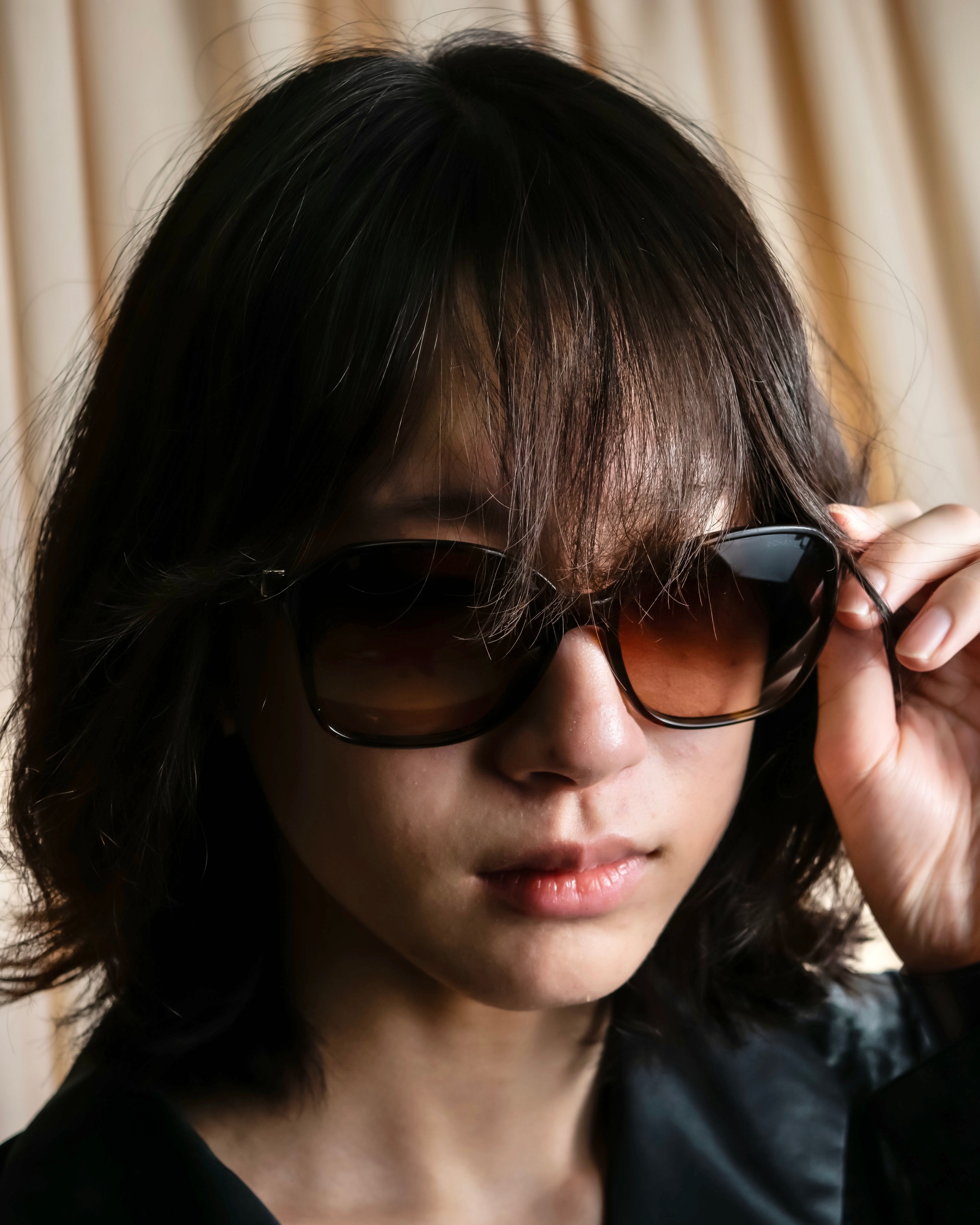 "CHANEL" Butterfly frame brown lens sunglasses
