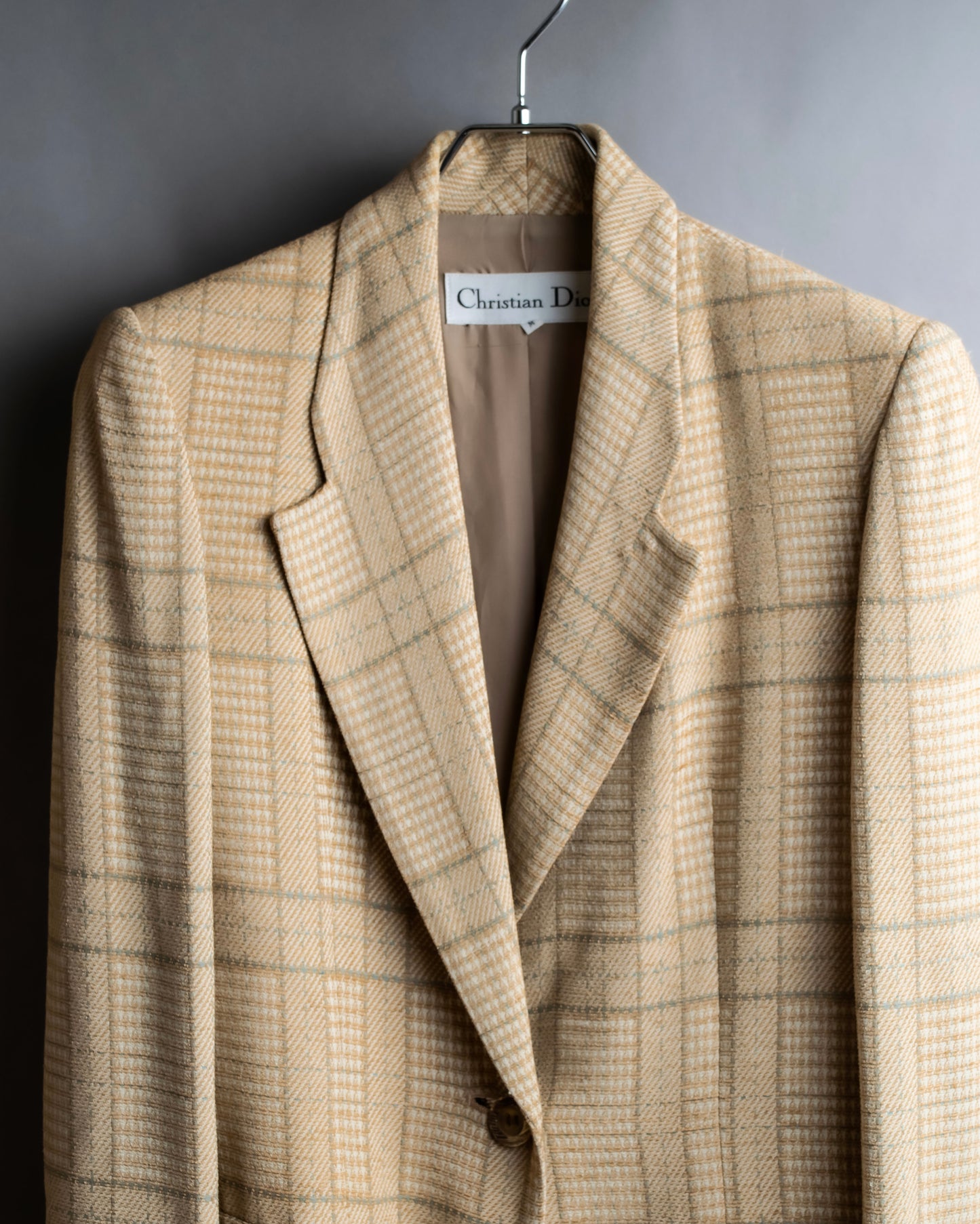 "Christian Dior" Glen check pattern beautiful shape tailored jacket