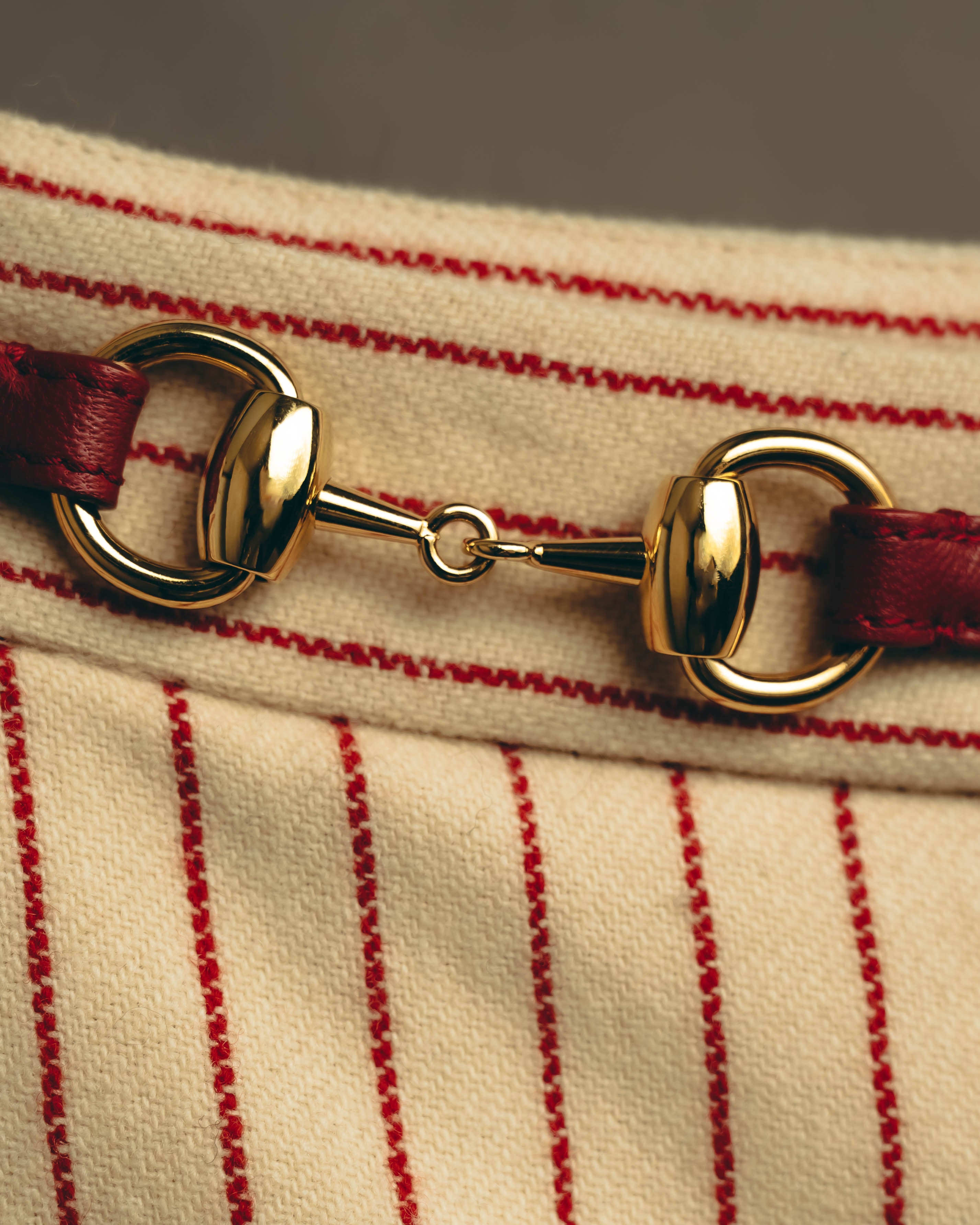 -SPECIAL- “GUCCI” 2015-2022 vintage inspired horsebit striped wool skirt
