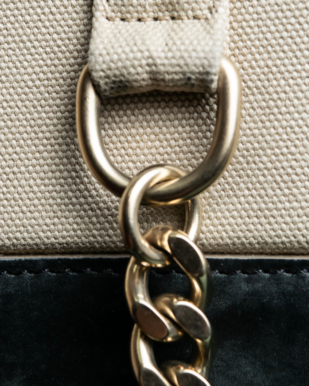 "Chloe" Leather &amp; canvas combination design chain crossbody bag