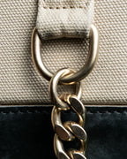 "Chloe" Leather &amp; canvas combination design chain crossbody bag