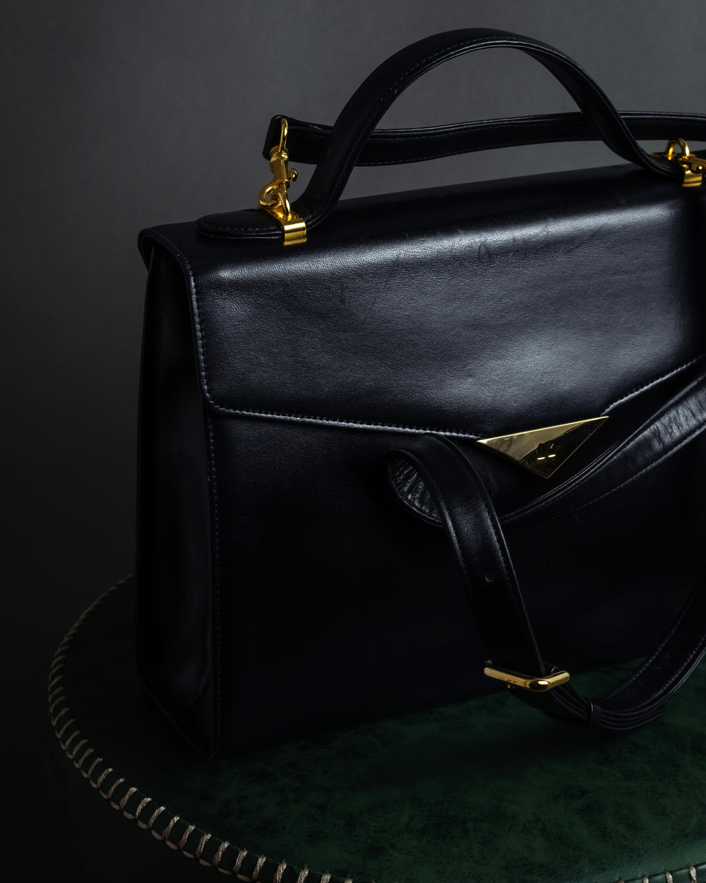 "JUNKO KOSHINO" Geometric motif design 2-way leather shoulder bag